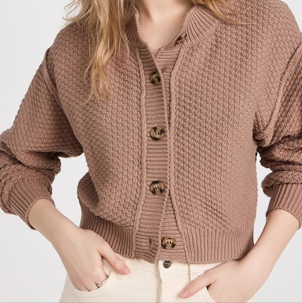 Women's Brown Button-Up Sweater